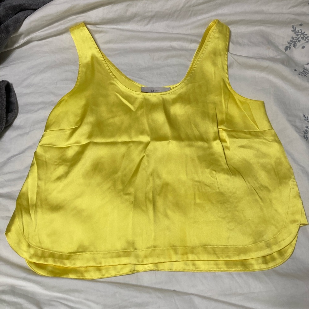 LOFT polyester Yellow Satin Top size 12 worn once and cleaned.